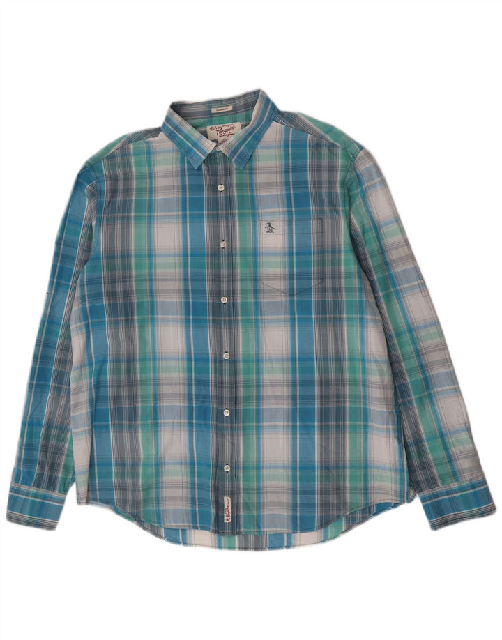 Penguin Herre Classic Fit skjorte 2XL blå ternet