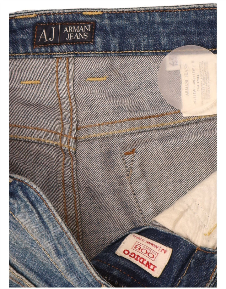 ARMANI Dame Indigo Straight Jeans W27 L28 Blå Bomuld