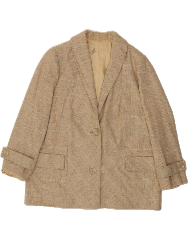 LUCIANO SOPRANI Womens 2 Button Blazer Jacket UK 18 XL Beige Check Vintage Luciano Soprani and Second-Hand Luciano Soprani from Messina Hembry 