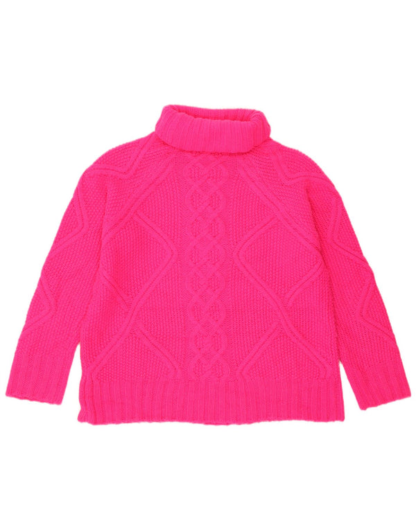 Oasis Dame Oversized Roll Neck Jumper Sweater UK 10 Small Pink Akryl