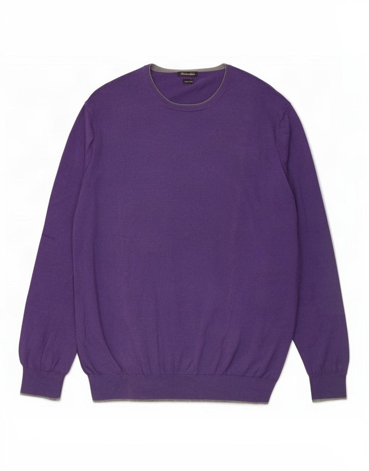 Massimo Dutti Herre sweater med rund hals XL Lilla bomuld