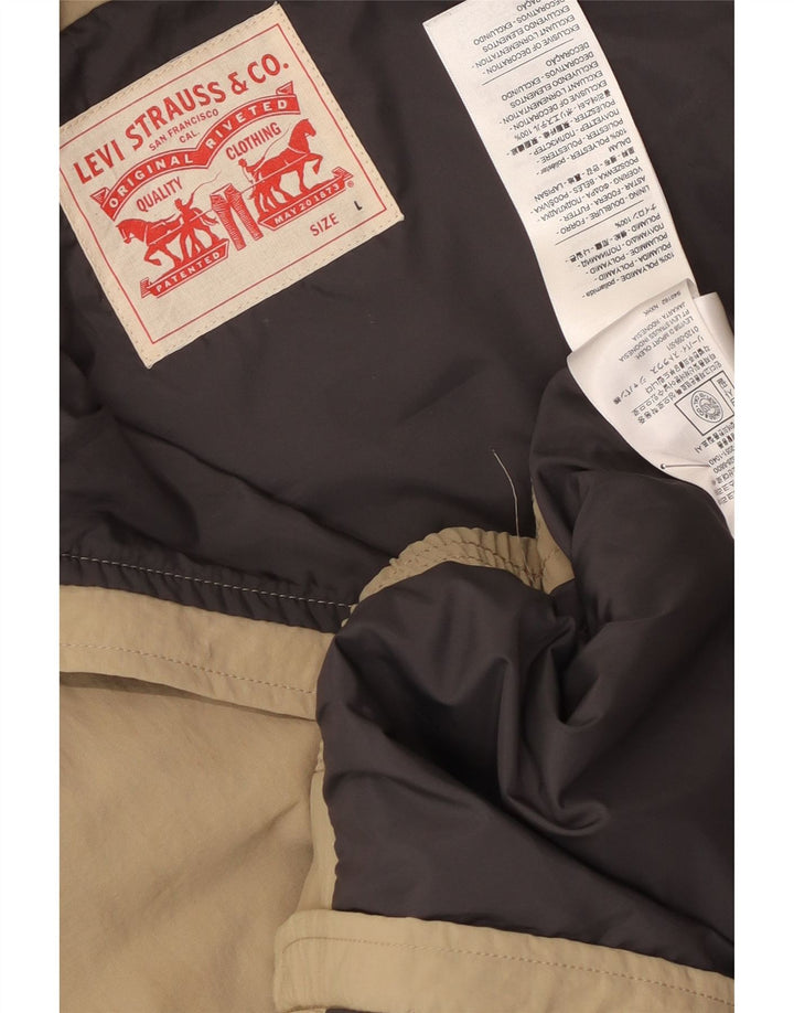Levi's Herre grafisk bomberjakke UK 40 Large Beige Colourblock Polyamid
