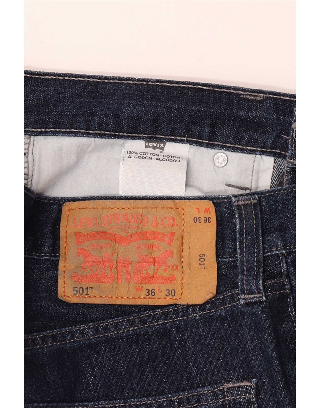 Levi's Herre 501 Straight Jeans W36 L30 Marineblå Bomuld