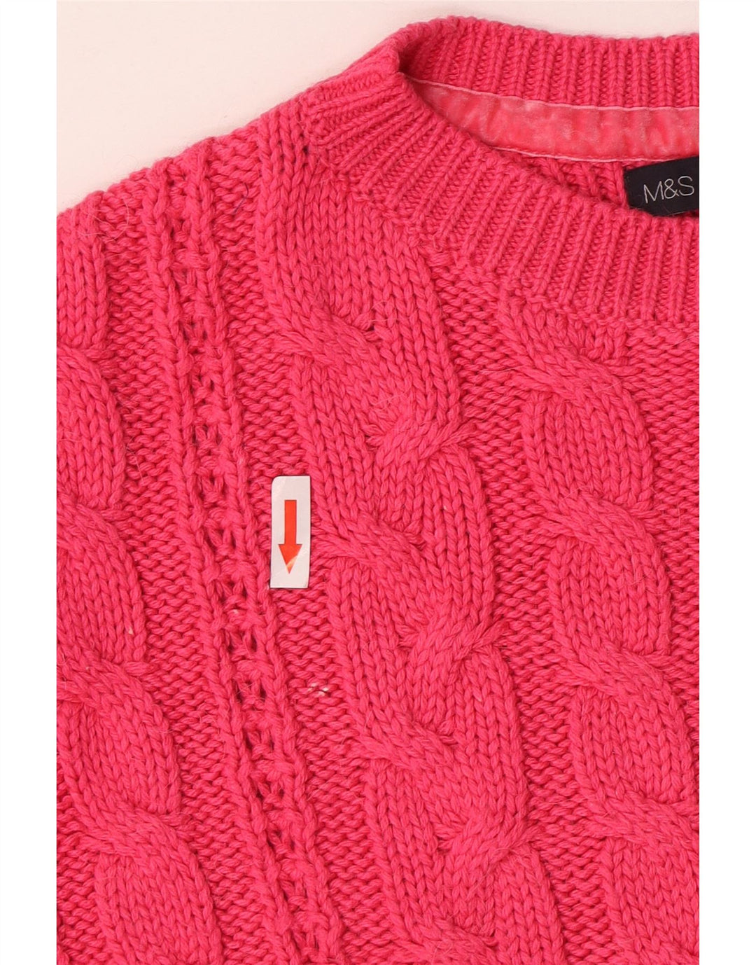 Marks & Spencer Dame Boat Neck Jumper Sweater UK 12 Medium Pink Bomuld