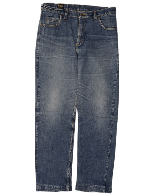 LEE Herre Brooklyn Straight Jeans W36 L34 Blå Bomuld
