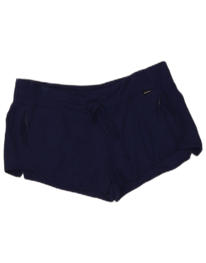 Hurley Womens Sports Shorts UK 14 Medium Navy Blue Rayon