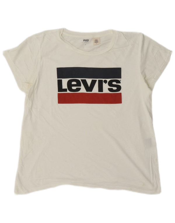 Levi's Grafisk T-shirt top til kvinder UK 14 Medium White