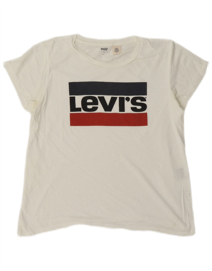 Levi's Grafisk T-shirt top til kvinder UK 14 Medium White