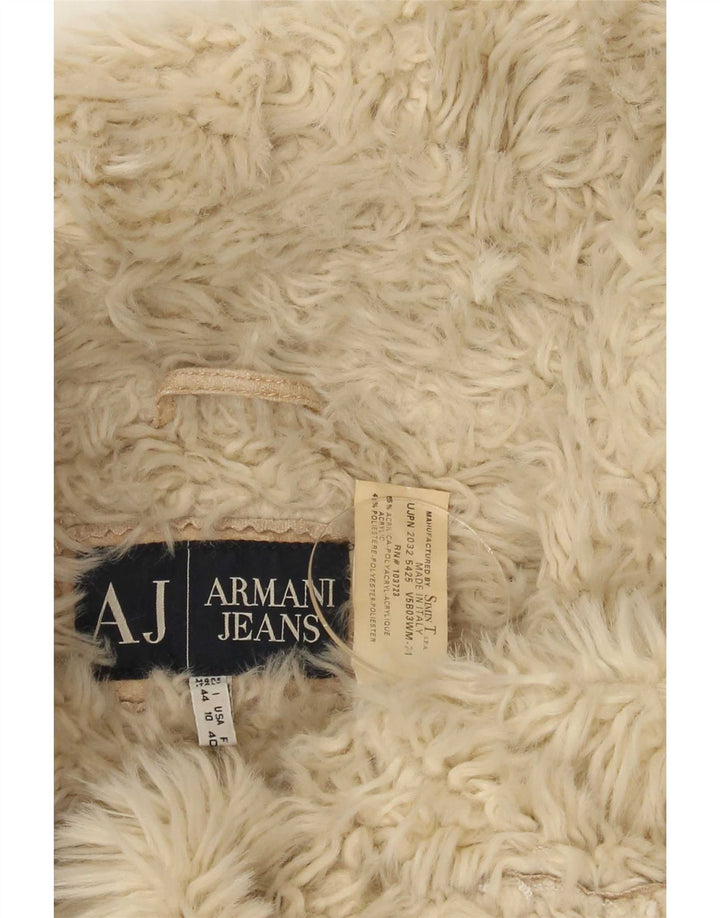 Armani Jeans Dame Crop Sherpa Jacket IT 44 Medium Beige Tie Dye Akryl