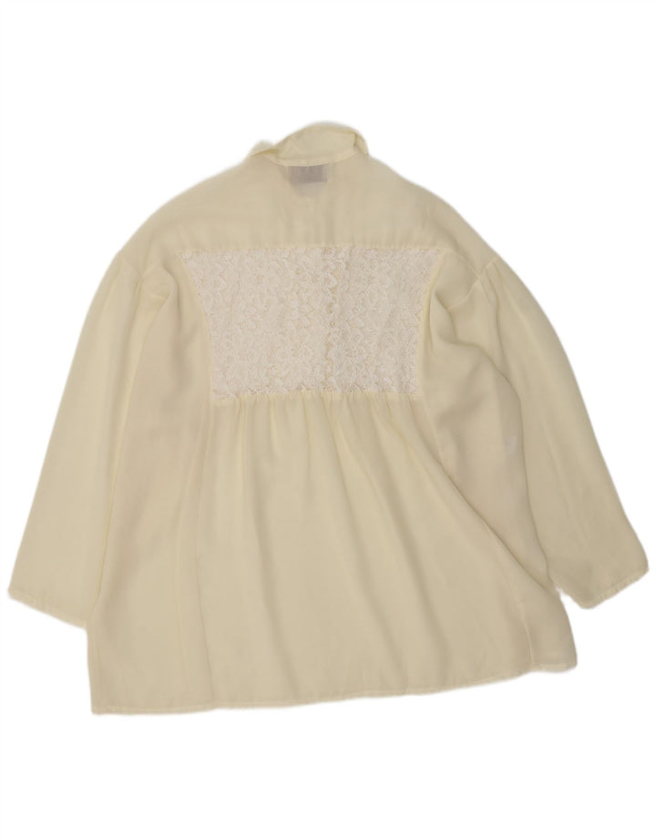 Vintage Dame Pullover Oversized skjortebluse UK 18 XL Off White Polyester