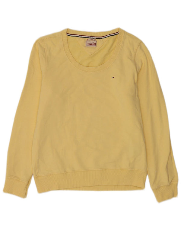 Tommy Hilfiger Womens Sweatshirt Jumper UK 14 Large Yellow Cotton