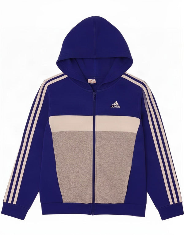 Adidas hættetrøje med lynlås til drenge 9-10 år Blå Colourblock Bomuld