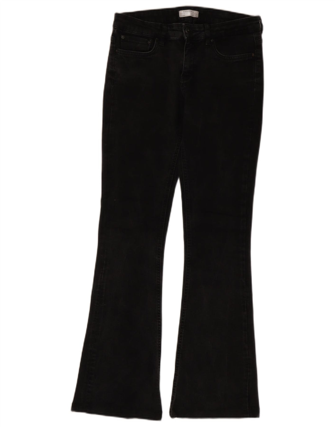 Zara Dame Flared Jeans EU 38 Small W28 L31 Sort Bomuld