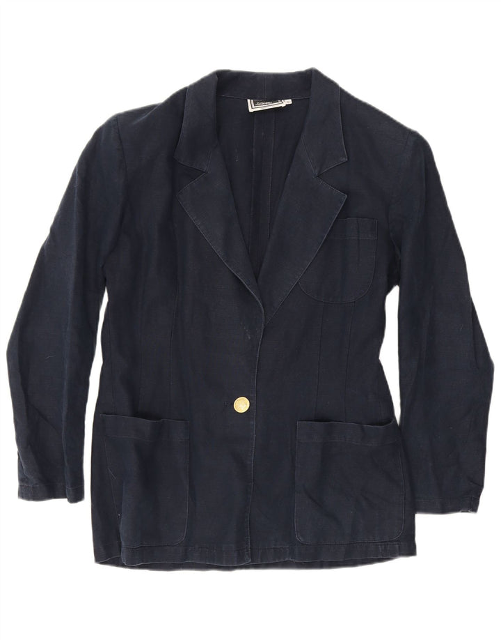 Luisa Spagnoli Dame 1 Knap Blazer Jakke UK 10 Small Navy Blue