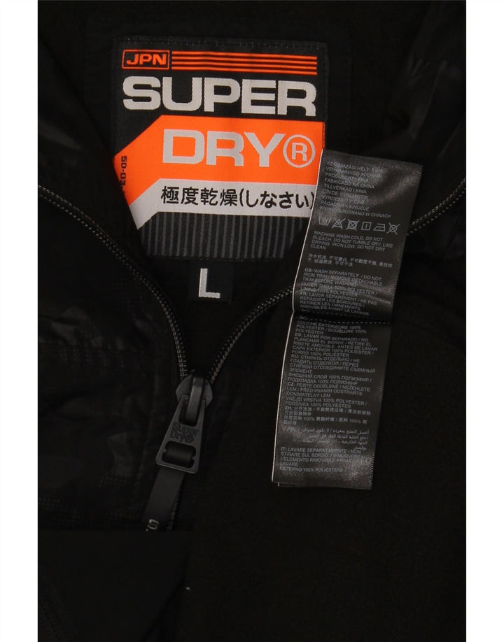 Superdry Regnjakke med hættetrøje til mænd UK 40 Stor sort polyester
