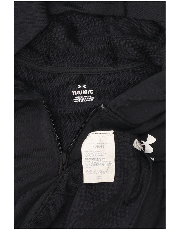 Under Armour Boys Zip Hættetrøje Sweater 11-12 År Stor Sort Polyester