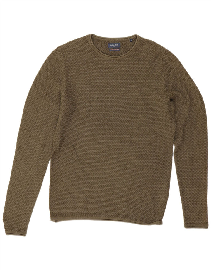 Jack & Jones Herre sweater med rund hals, lille Khaki Bomuld