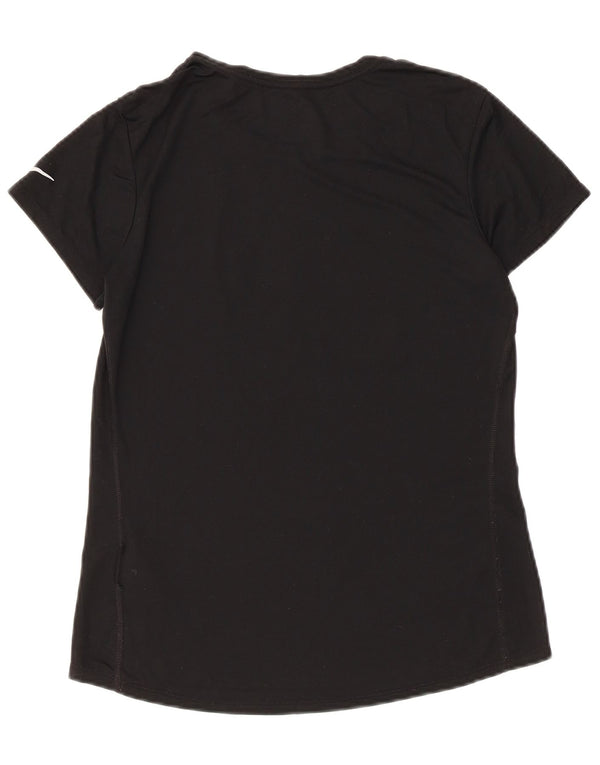 Nike Dame Dri Fit Grafisk T-Shirt Top UK 12 Medium Sort Polyester