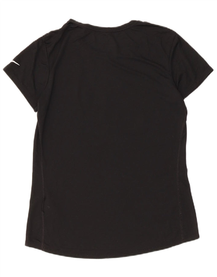 Nike Dame Dri Fit Grafisk T-Shirt Top UK 12 Medium Sort Polyester