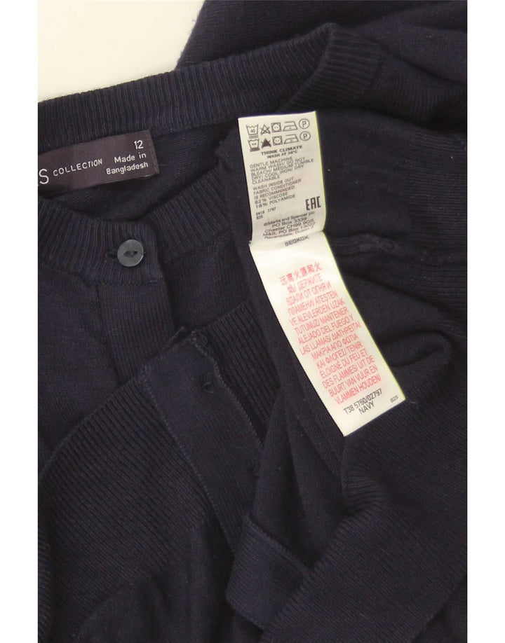 Marks & Spencer Dame Cardigan Sweater UK 12 Medium Navy Blue Viscose