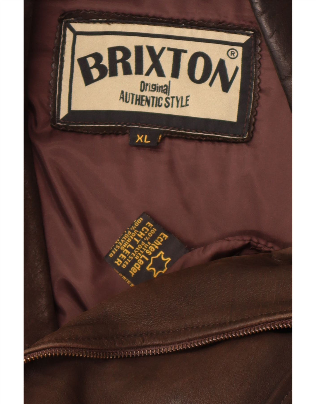 Brixton dame bikerjakke i læder UK 18 XL brunt læder