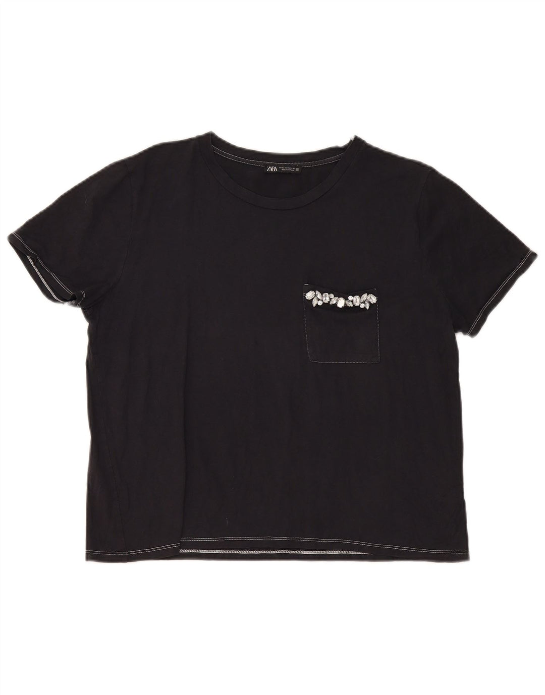 Zara T-Shirt Top UK 18 XL Sort