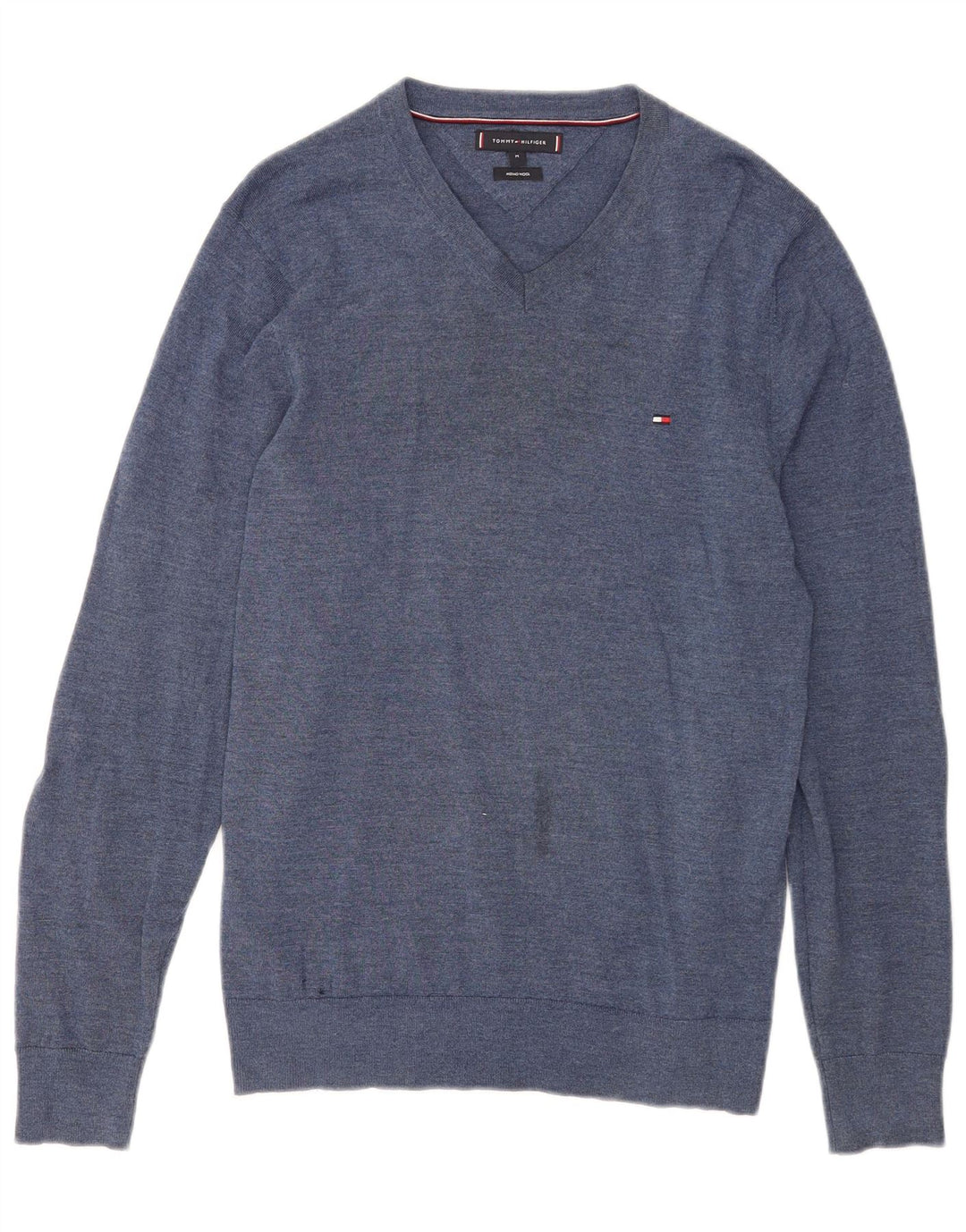 Tommy Hilfiger Herre V-hals sweater Medium Blue Merino Wool