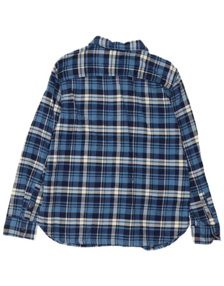 CHAPS Dame Flannel Pullover Shirt UK 14 Medium Blue Ternet Bomuld