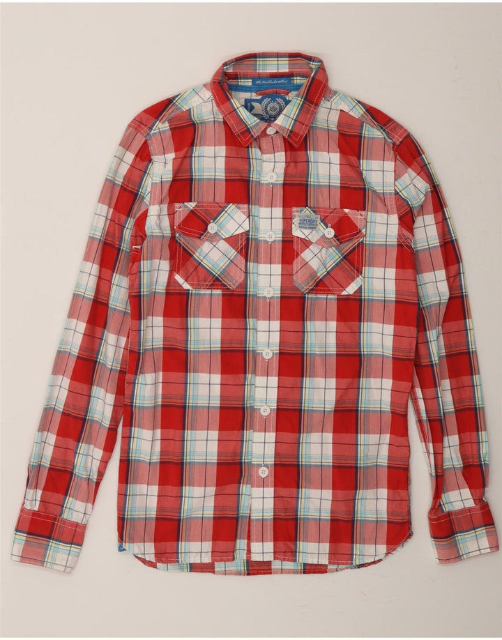 SUPERDRY Mens Shirt Small Red Check Cotton Vintage Superdry and Second-Hand Superdry from Messina Hembry 