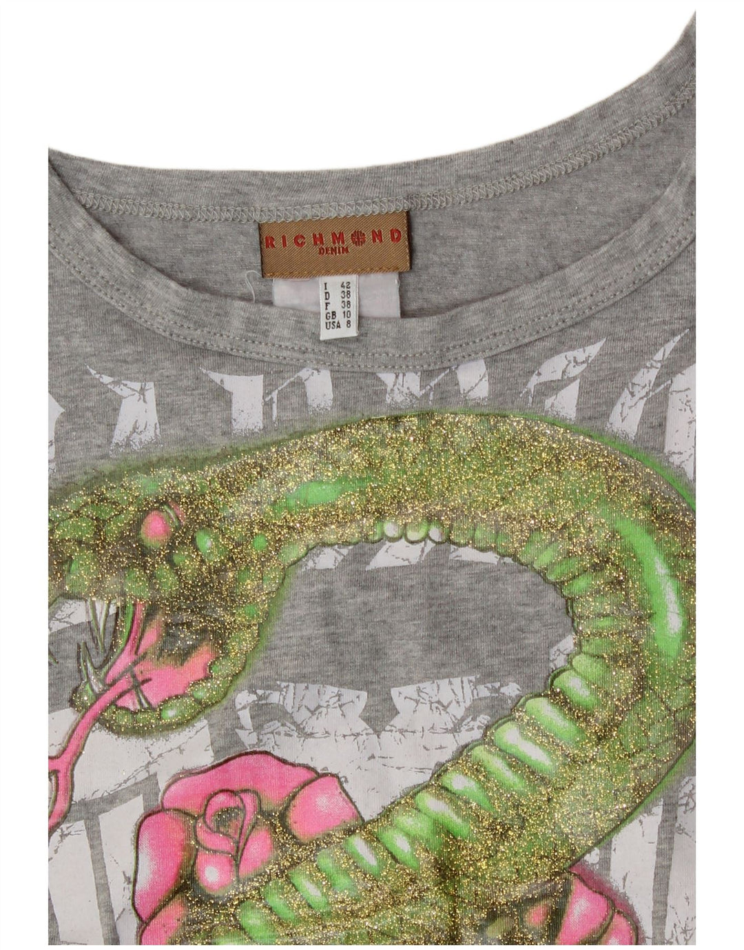 Richmond Womens Crop Graphic Vest Top UK 10 Small Grey