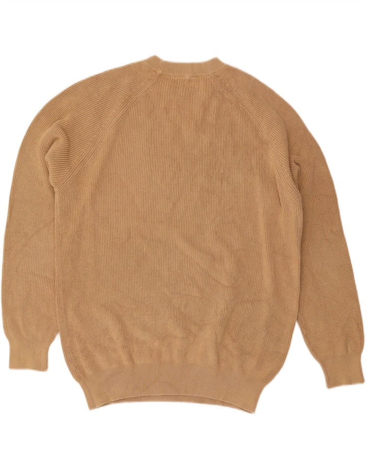 ZARA Mens Crew Neck Jumper Sweater Large Beige Cotton Vintage Zara and Second-Hand Zara from Messina Hembry 