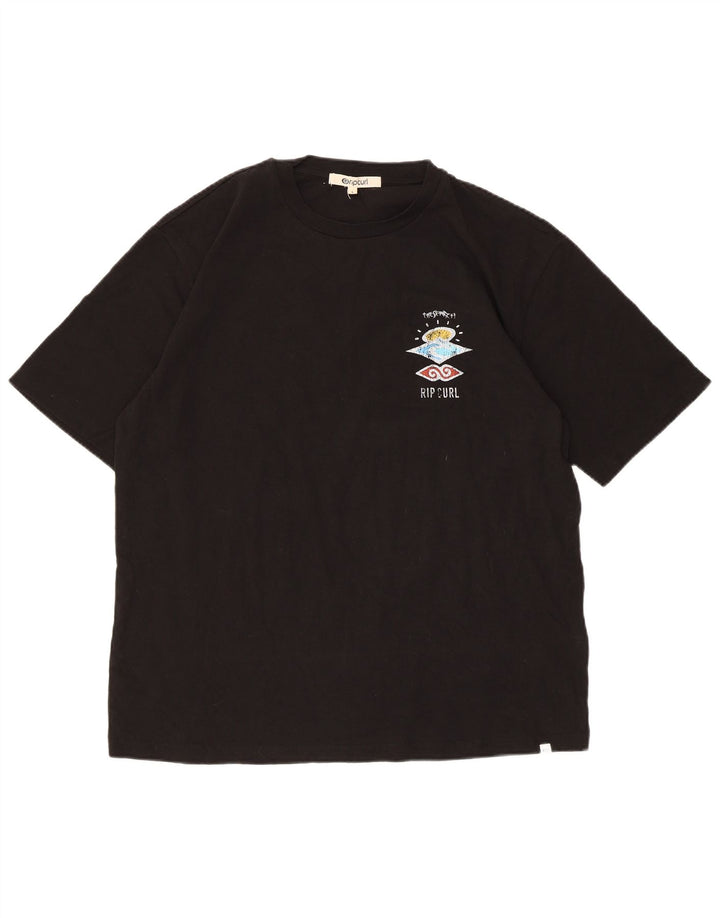 Rip Curl Herre grafisk T-shirt Top Stor sort bomuld