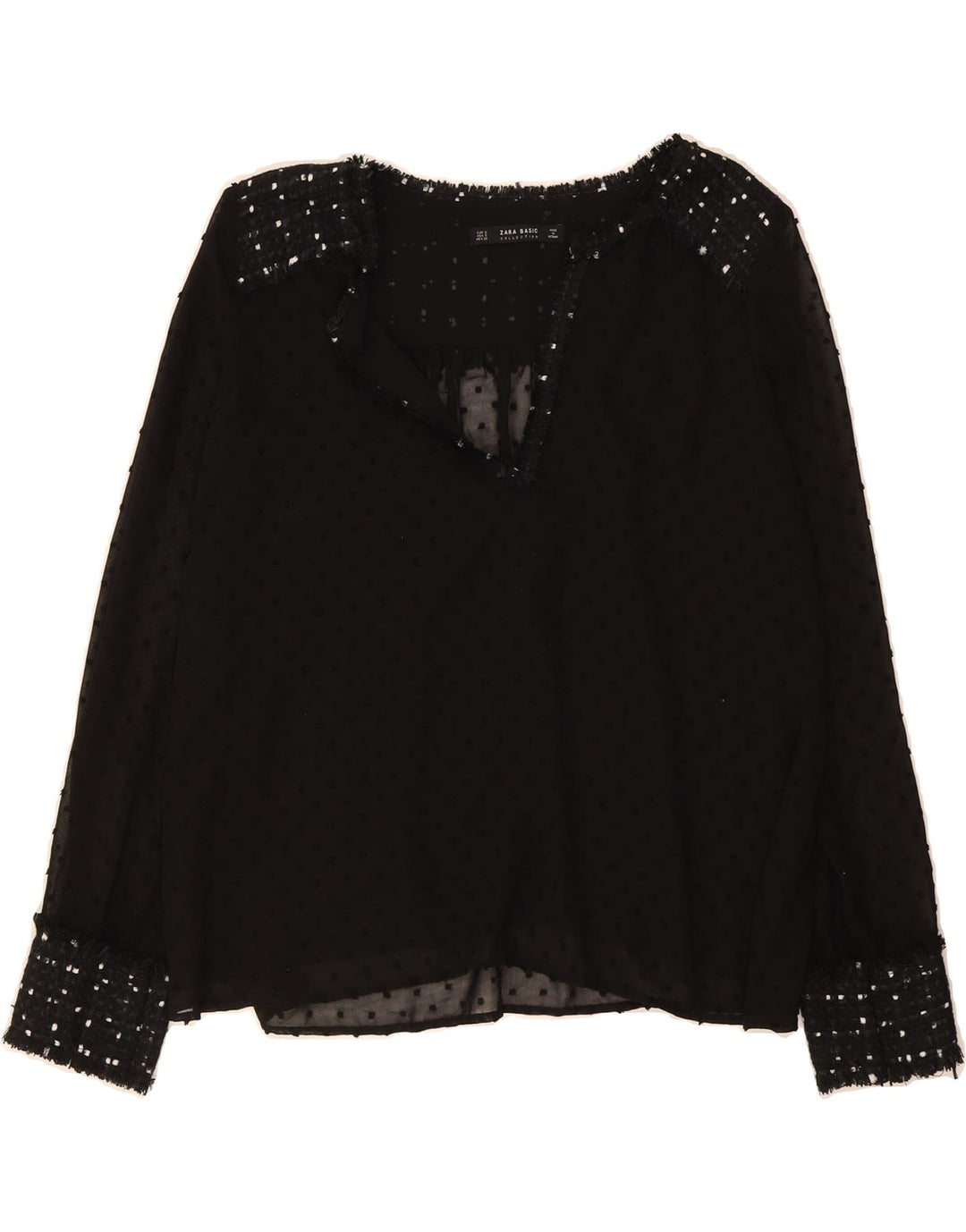 ZARA Womens Oversized Long Sleeve Blouse Top UK 10 Small Black Spotted Vintage Zara and Second-Hand Zara from Messina Hembry 
