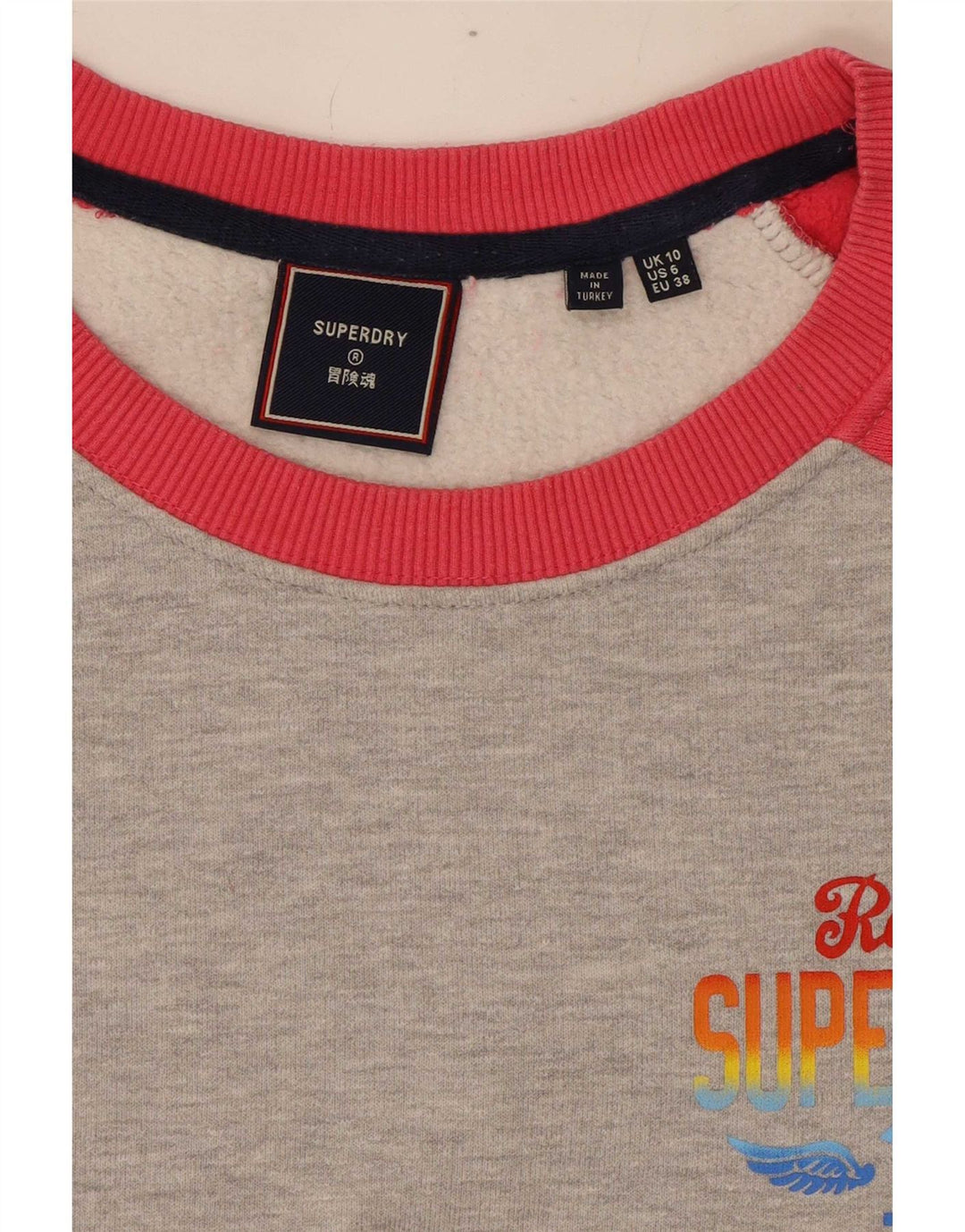 Superdry Womens Oversized Sweatshirt Jumper UK 10 Small Grey Colourblock