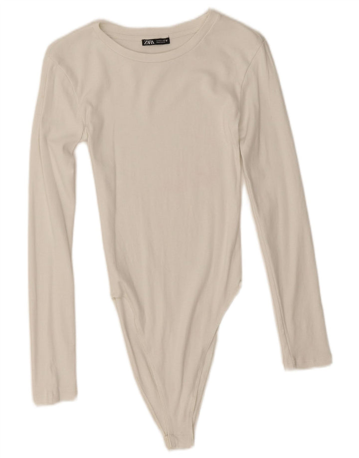 Zara langærmet bodysuit til kvinder UK 8 Small Off White