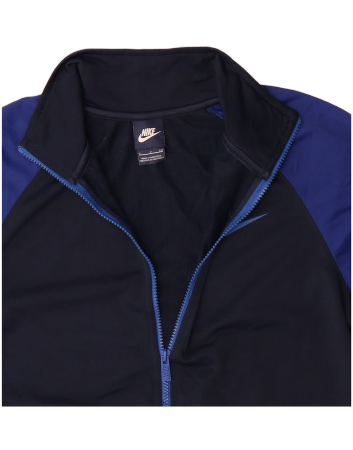 NIKE Mens Tracksuit Top Jacket Small Navy Blue Colourblock Polyester