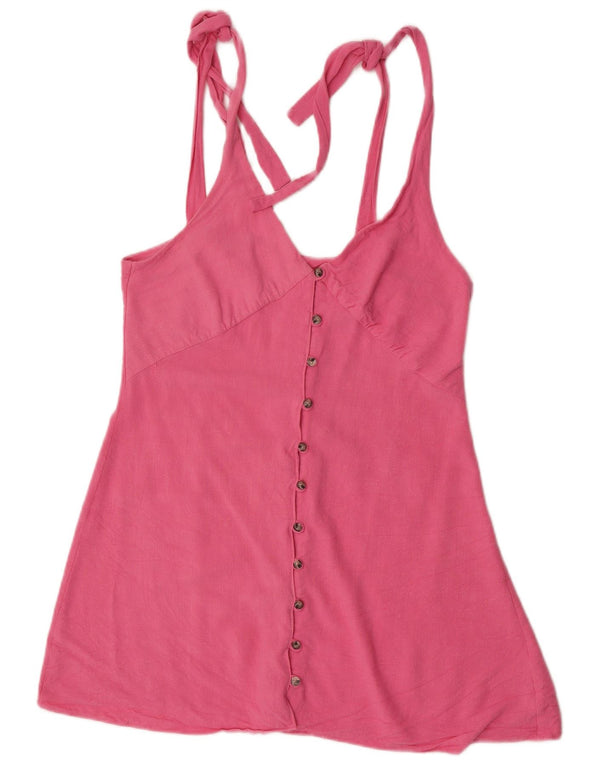 Topshop Dame ærmeløs bluse Top UK 12 Medium Pink Viscose