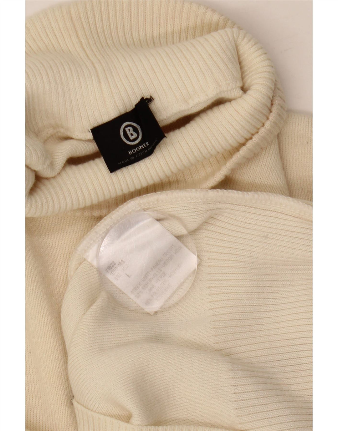 BOGNER Dame Turtle Neck Jumper Sweater UK 16 Large Beige Paisley Wool