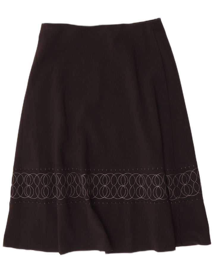 Marks & Spencer Womens Flared Skirt UK 12 Medium W32 Black Geometric