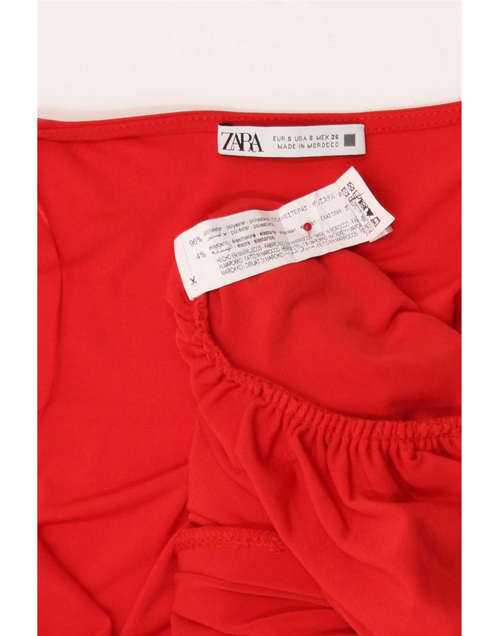 Zara Dame ærmeløs bluse Top UK 8 Lille rød polyester
