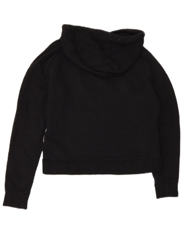 Trussardi Jeans Dame Oversized Crop Grafisk Hoodie Jumper UK 6 XS Sort