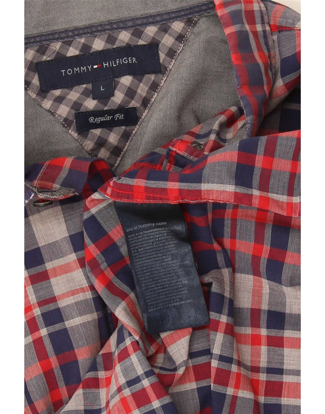 Tommy Hilfiger Herre Regular Fit skjorte Stor blå ternet bomuld