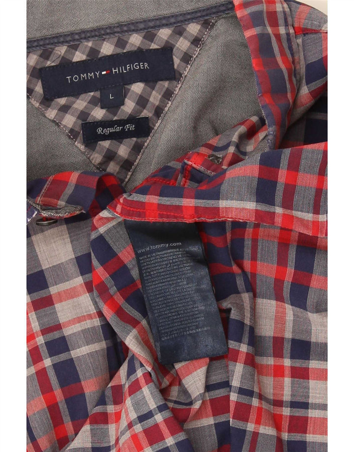 Tommy Hilfiger Herre Regular Fit skjorte Stor blå ternet bomuld