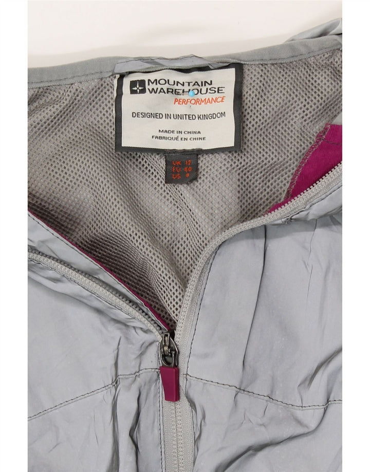 Mountain Warehouse Dame Regnjakke med hætte UK 12 Medium Grå Polyester