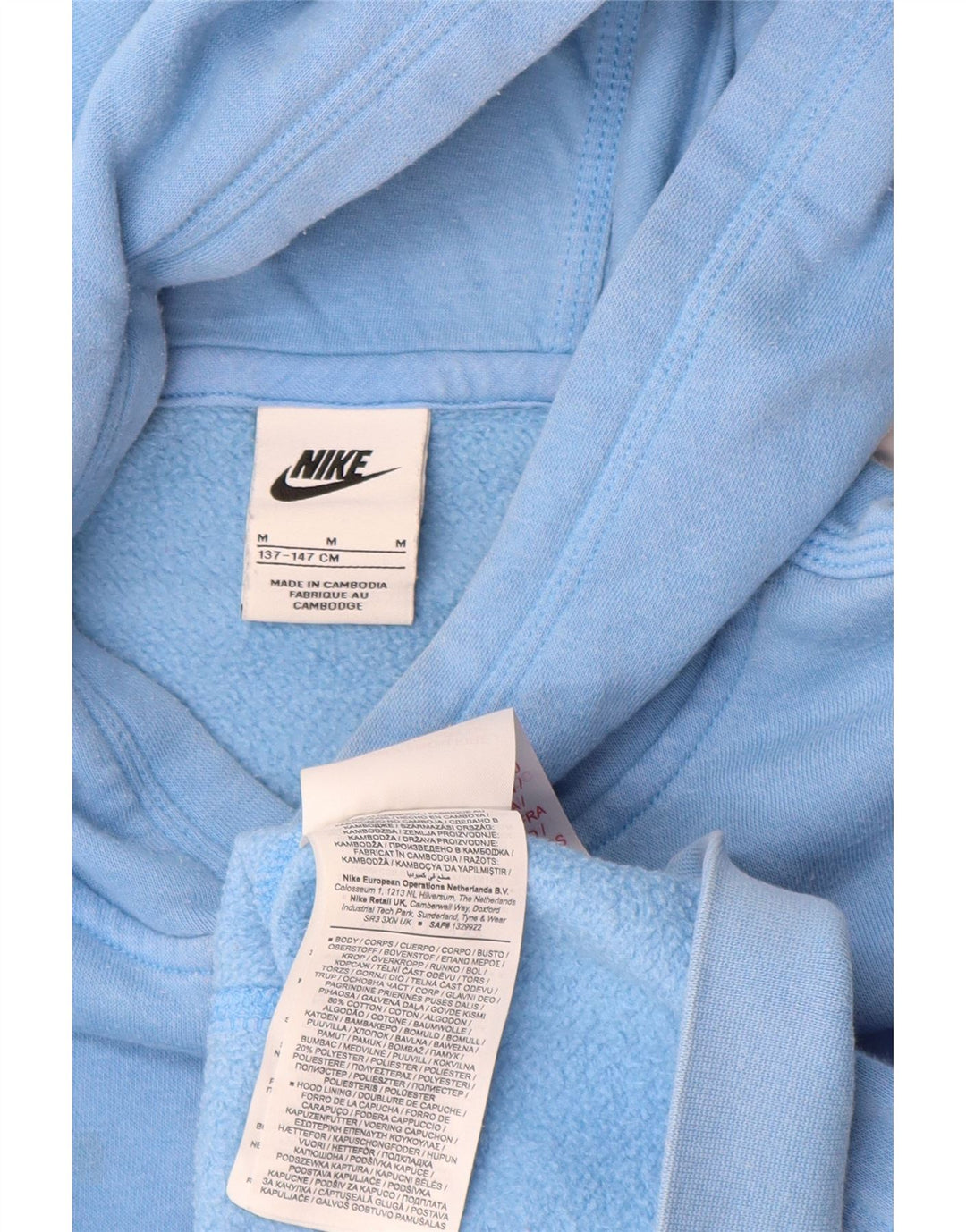 Nike Boys Hoodie Jumper 10-11 år Medium Blue Bomuld
