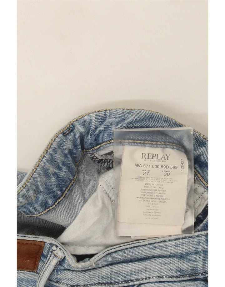 Replay Dame Slim Jeans W27 L30 Blå Bomuld