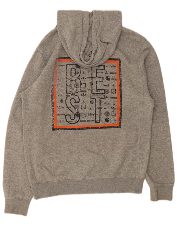 Nike Mens Graphic Hoodie Jumper Large Grey Cotton