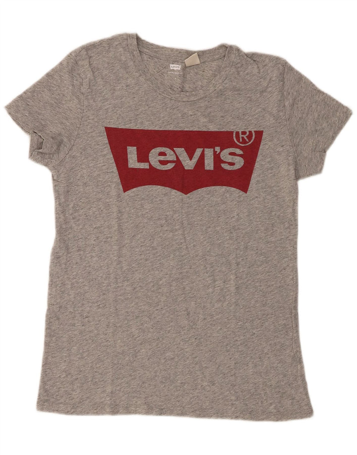 Levi's Dame Grafisk T-Shirt Top UK 10 Små Grå Flecked