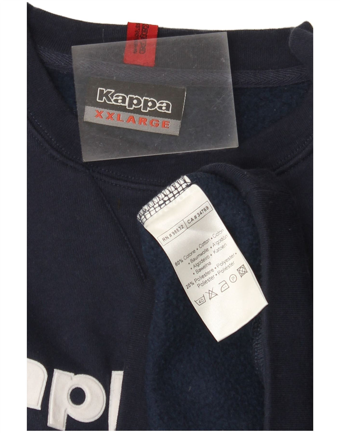 Kappa Herre Grafisk Sweatshirt Jumper 2XL Marineblå Bomuld