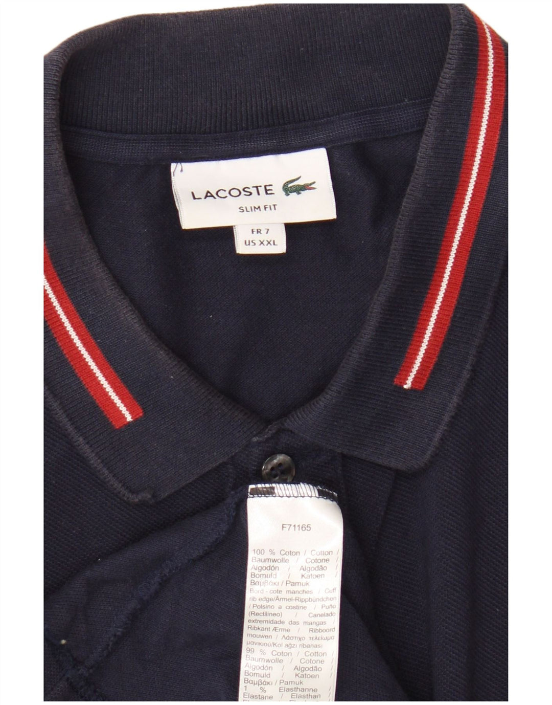 Lacoste Herre Polo Shirt Størrelse 7 2XL Navy Blue Bomuld